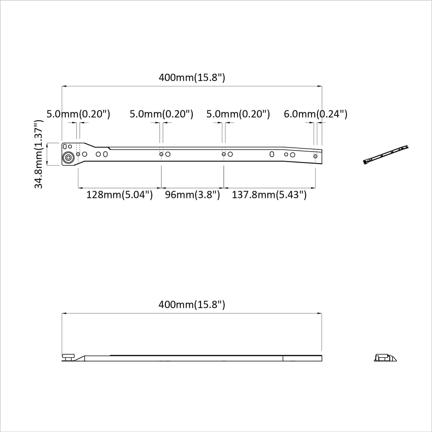 Drawer Slide 12 pcs White 400 mm Steel