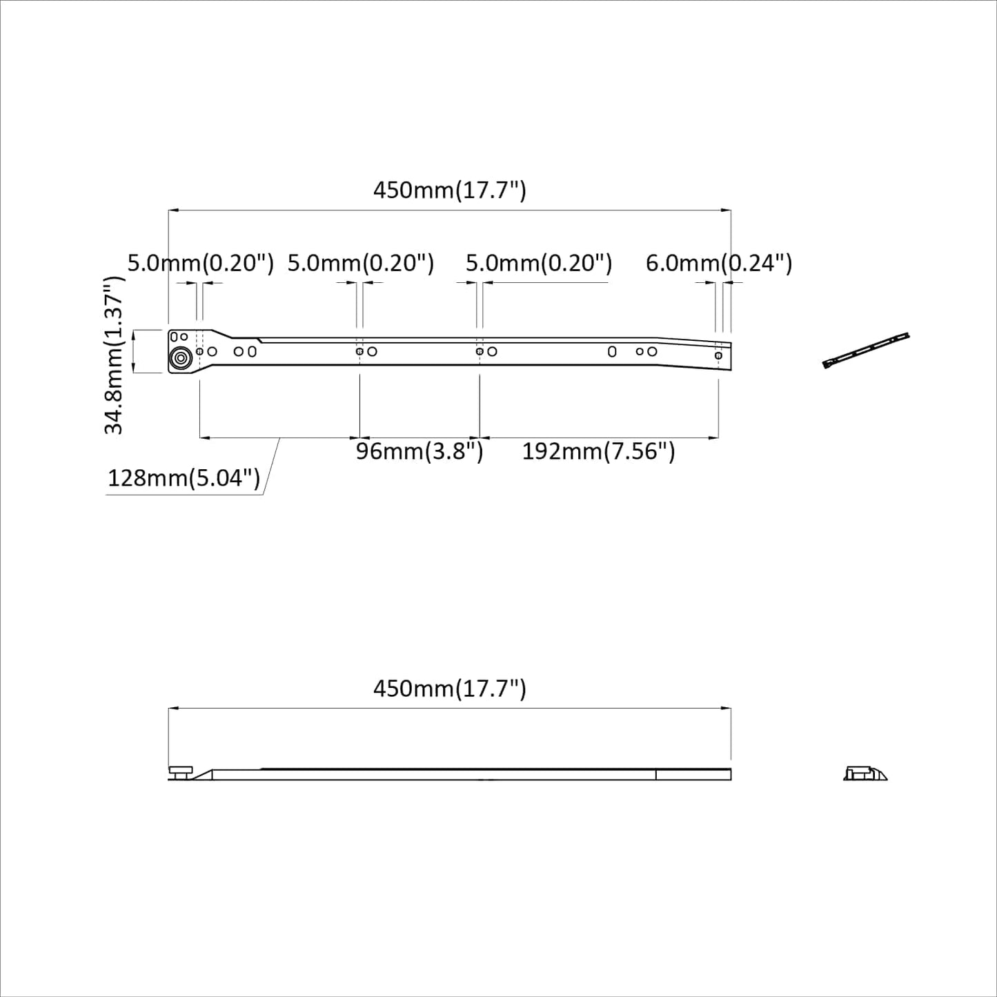Drawer Slide 12 pcs White 450 mm Steel