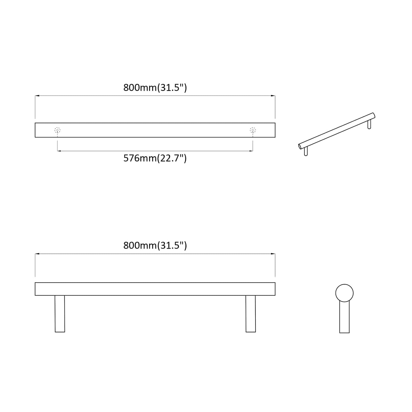 Cabinet Handle 2 pcs Silver 800 mm Stainless Steel