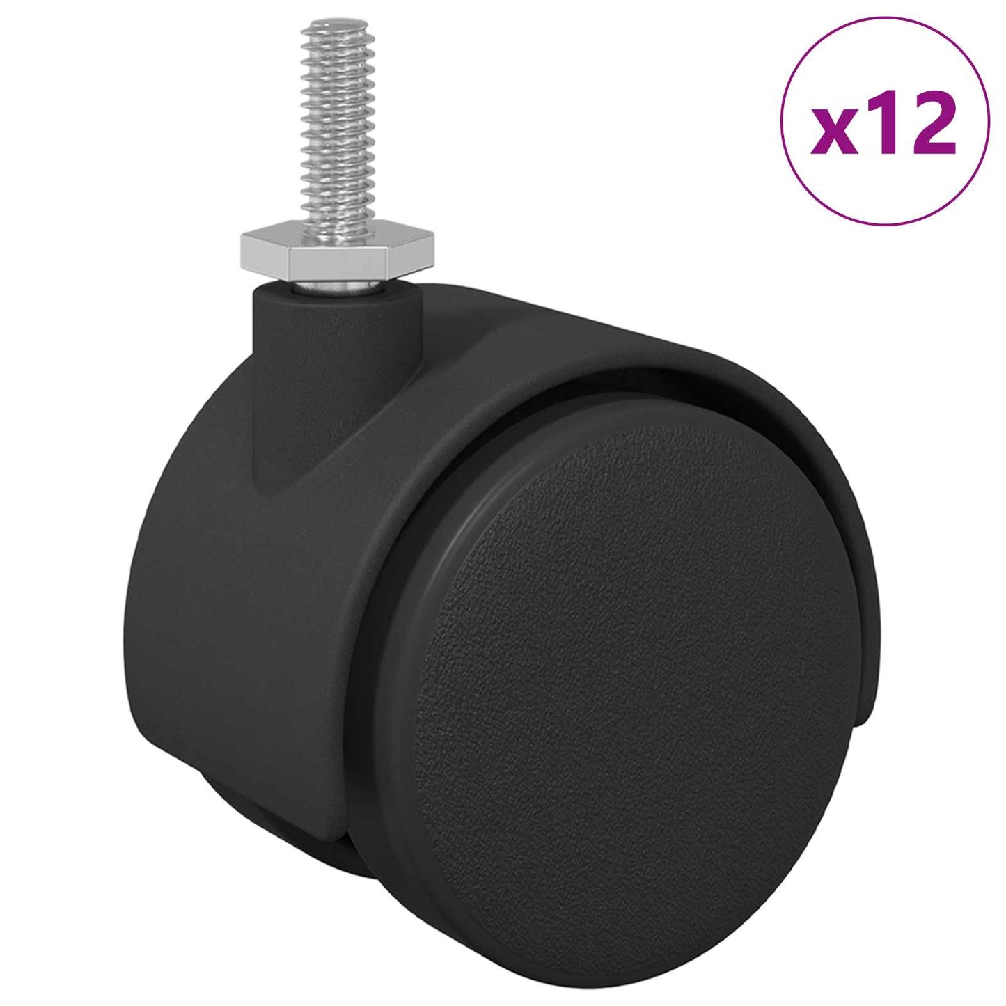 Casters 12 pcs Black 40.1 x 37.8 mm PP and Iron