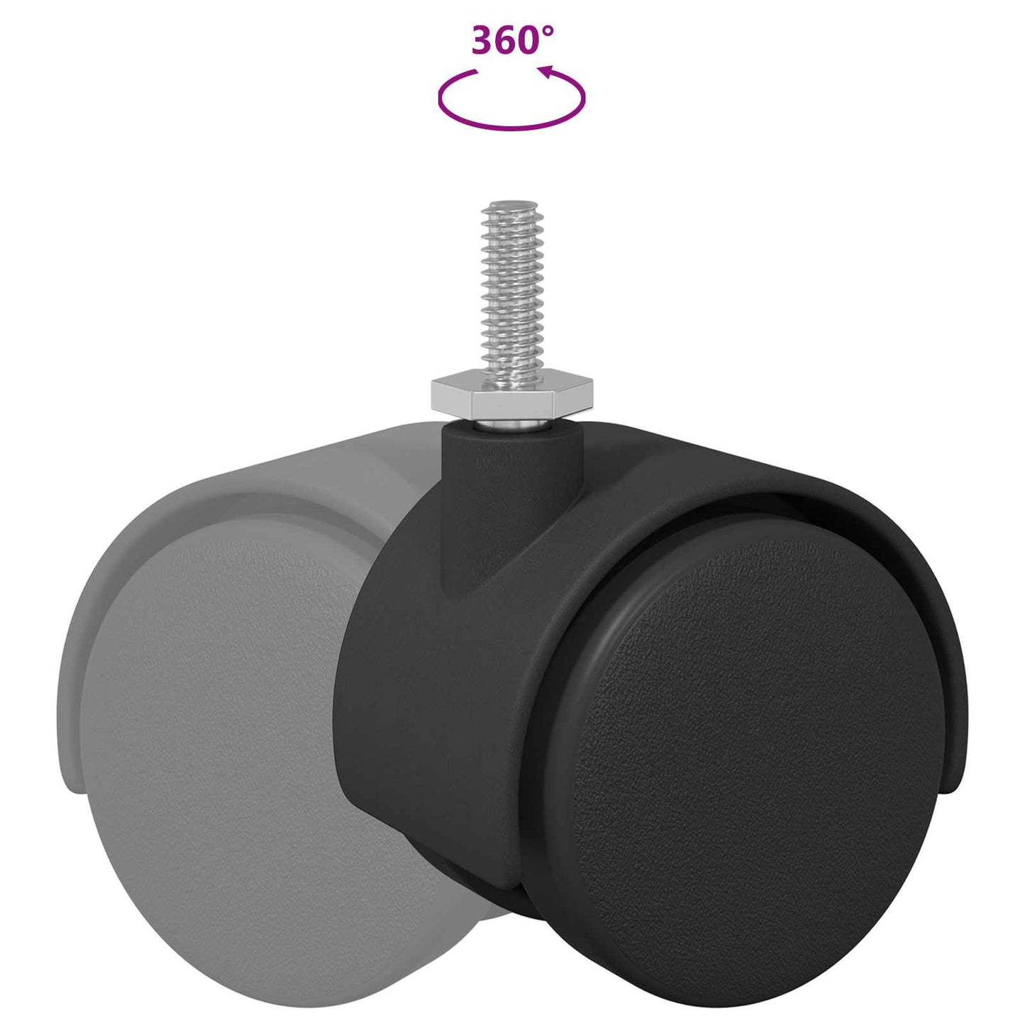 Casters 12 pcs Black 40.1 x 37.8 mm PP and Iron