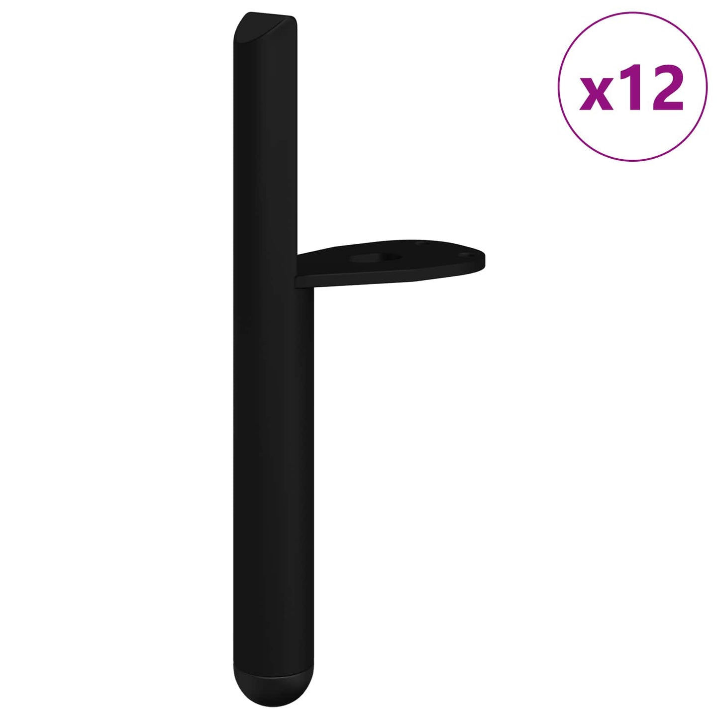 Furniture Feet 12 pcs Black 66 x 36 x 160 mm Iron