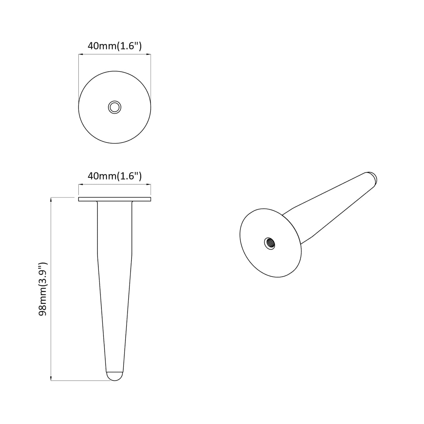 Standing Feet 12 pcs Gold 98 x 40 mm Iron