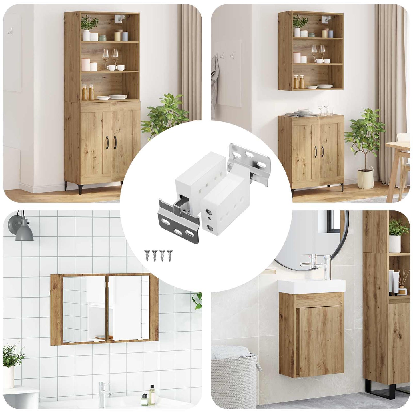 Cabinet Hanging Bracket 12 pcs White 70 x 48 x 19 mm