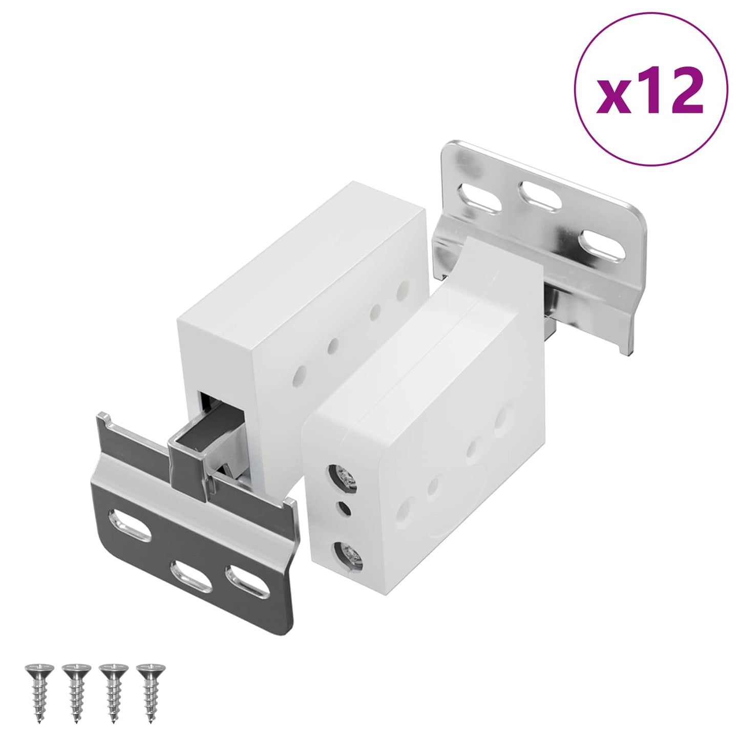 Cabinet Hanging Bracket 12 pcs White 70 x 48 x 19 mm