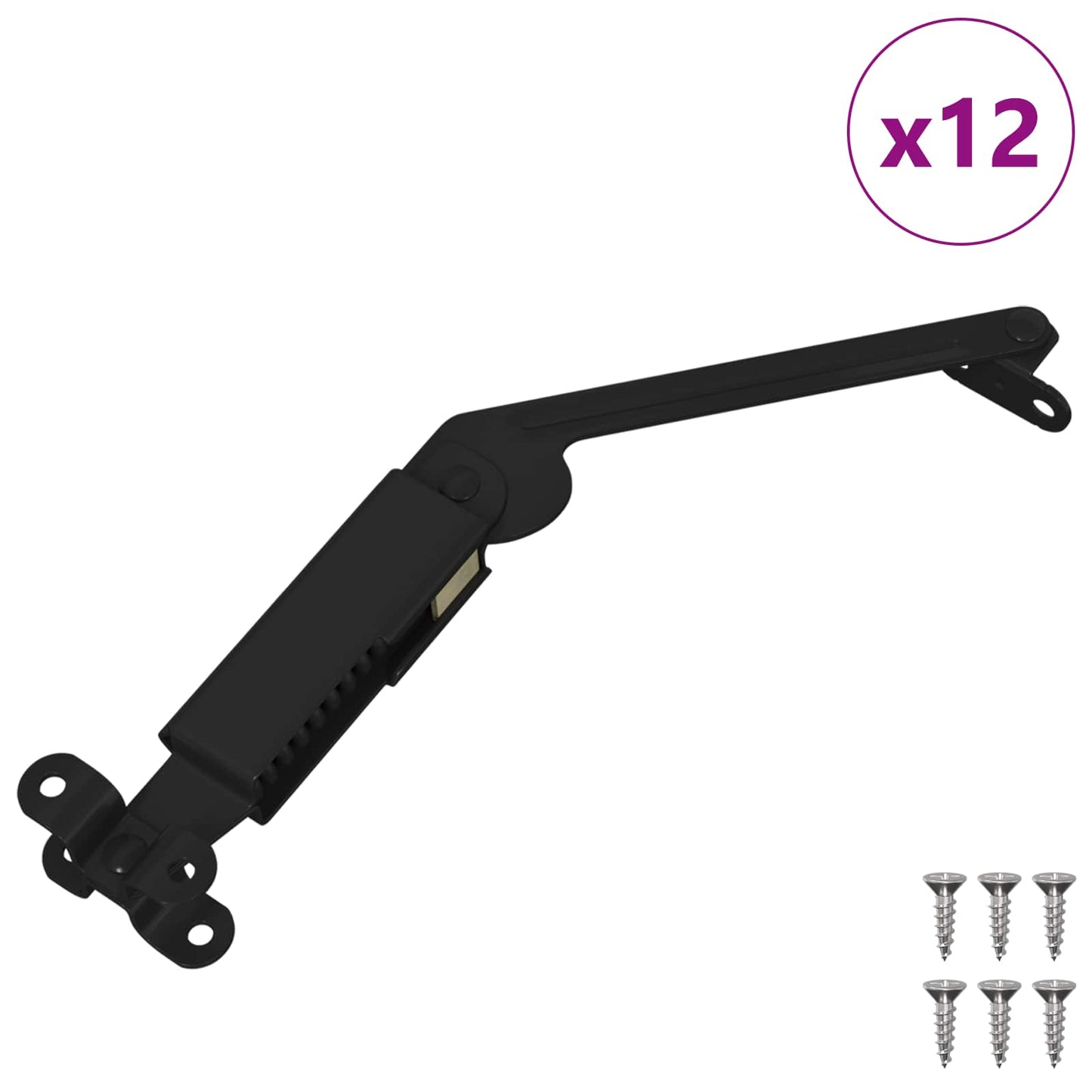 Lid Support Hinge 12 pcs Black 192 x 32 x 50 mm Steel