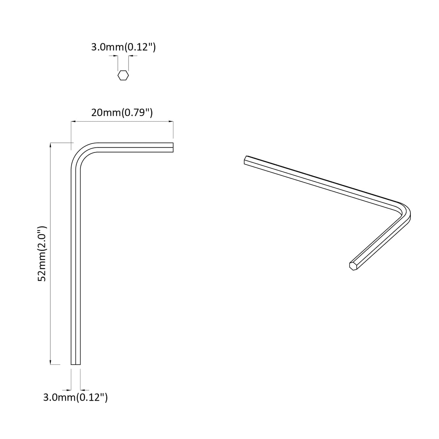 Hex Key 4675 pcs Silver 20 x 52 mm Steel