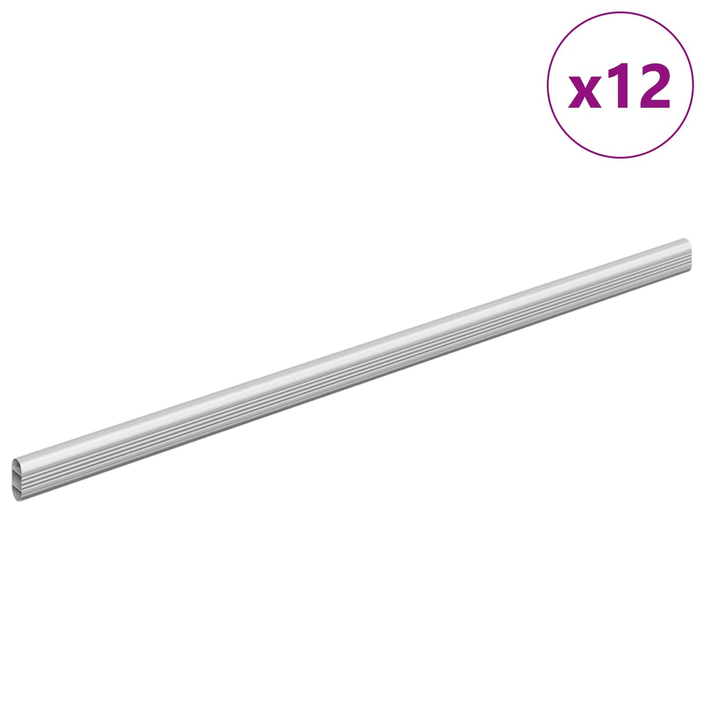 Closet Rod 12 pcs Silver 472 x 15 x 29 mm Aluminium Alloy