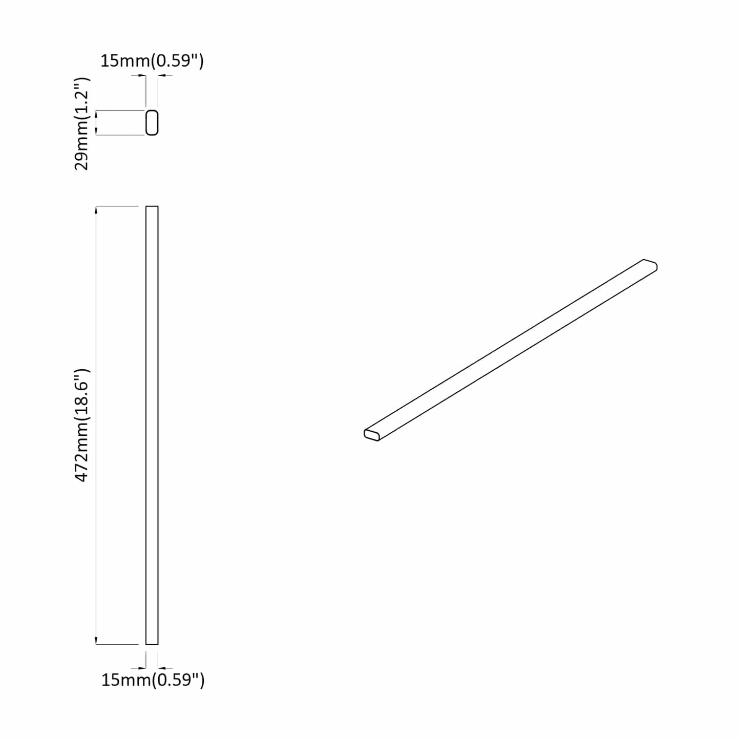 Closet Rod 12 pcs Silver 472 x 15 x 29 mm Aluminium Alloy
