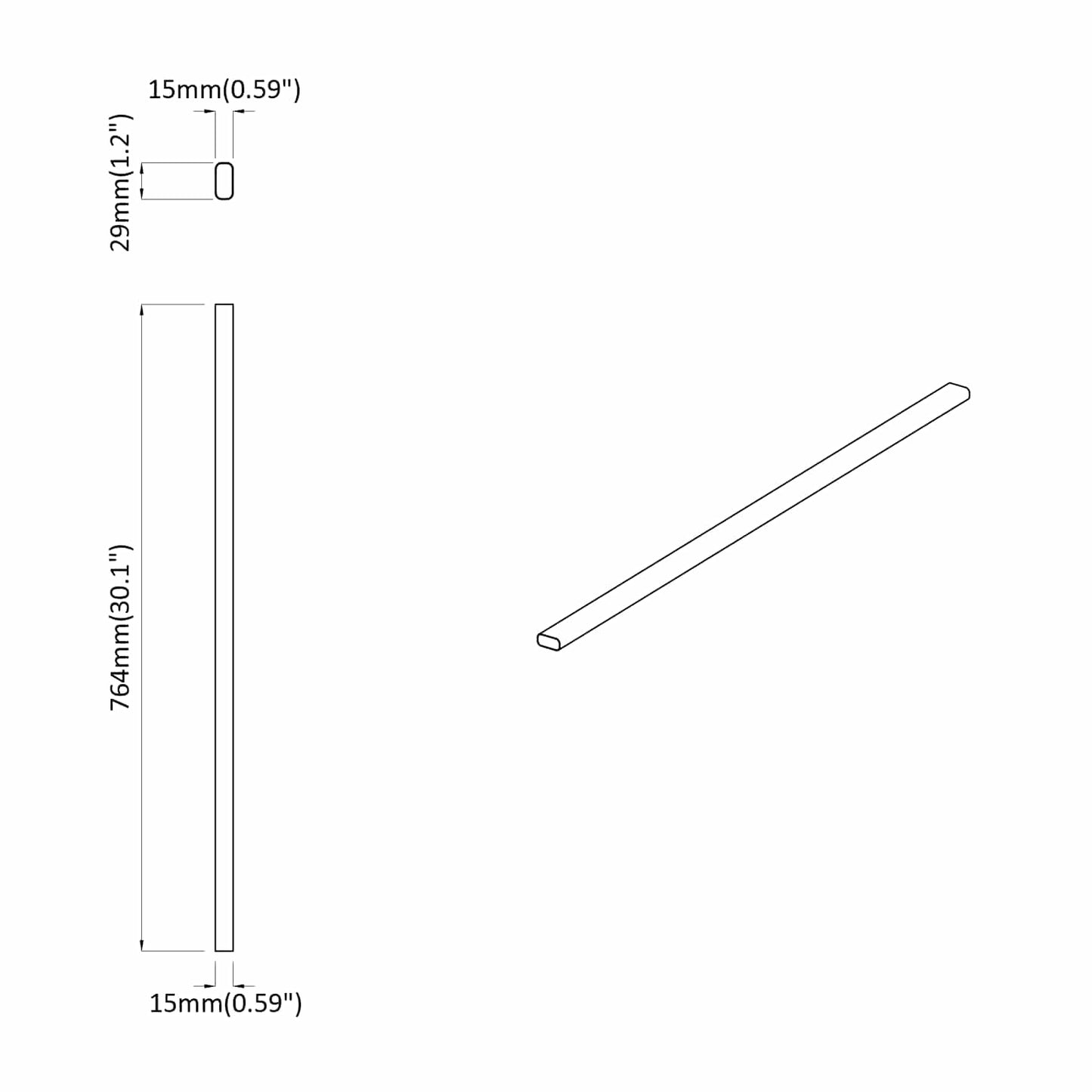 Closet Rod 12 pcs Silver 764 x 15 x 29 mm Aluminium Alloy