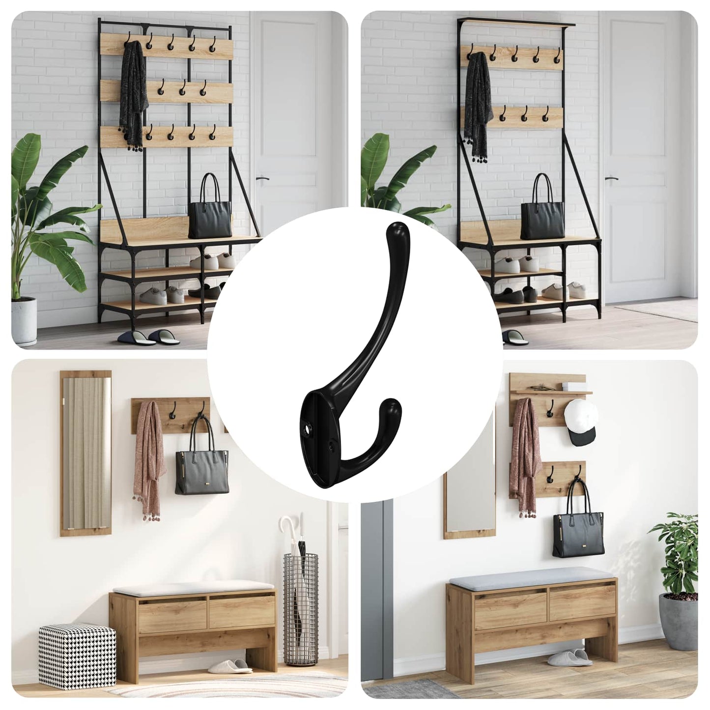 Clothes Hook 346 pcs Black 102 x 29 x 47mm Zinc Alloy