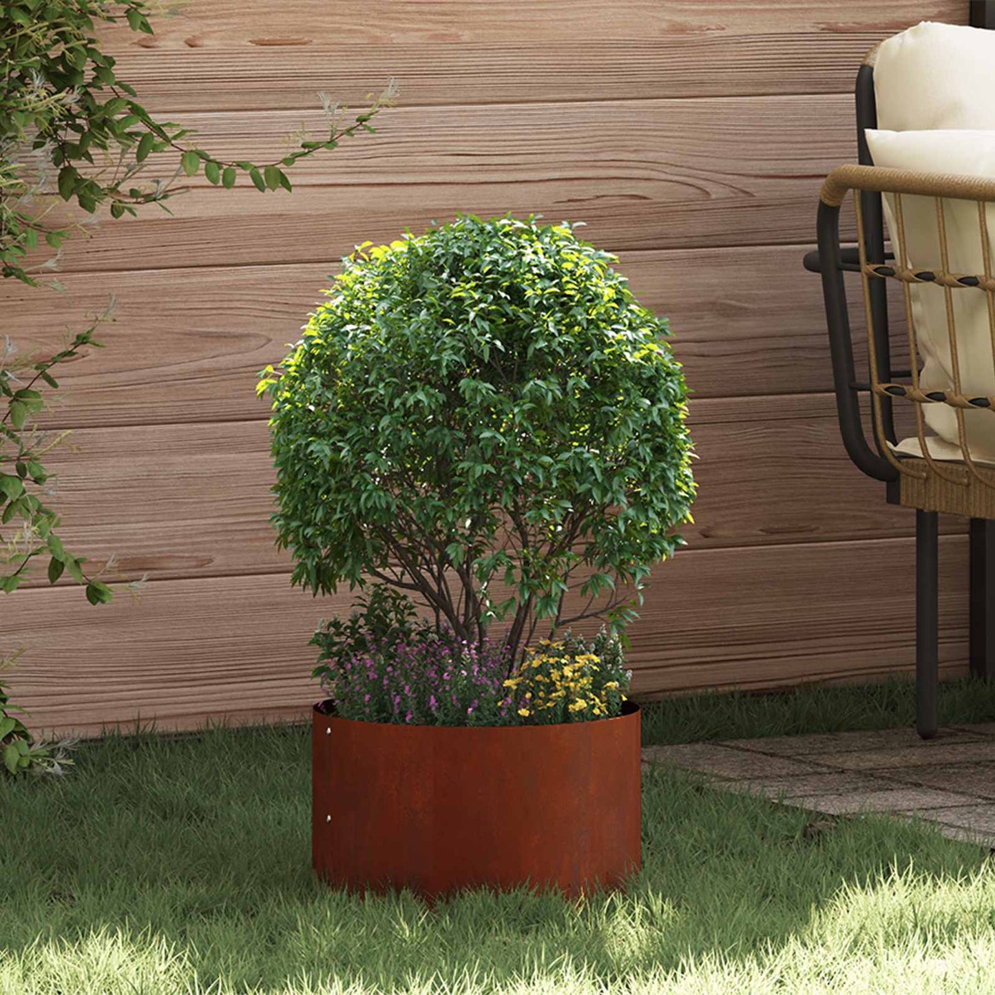 Planter Ring Brown 30 x 30 x 20 cm Weathering Steel