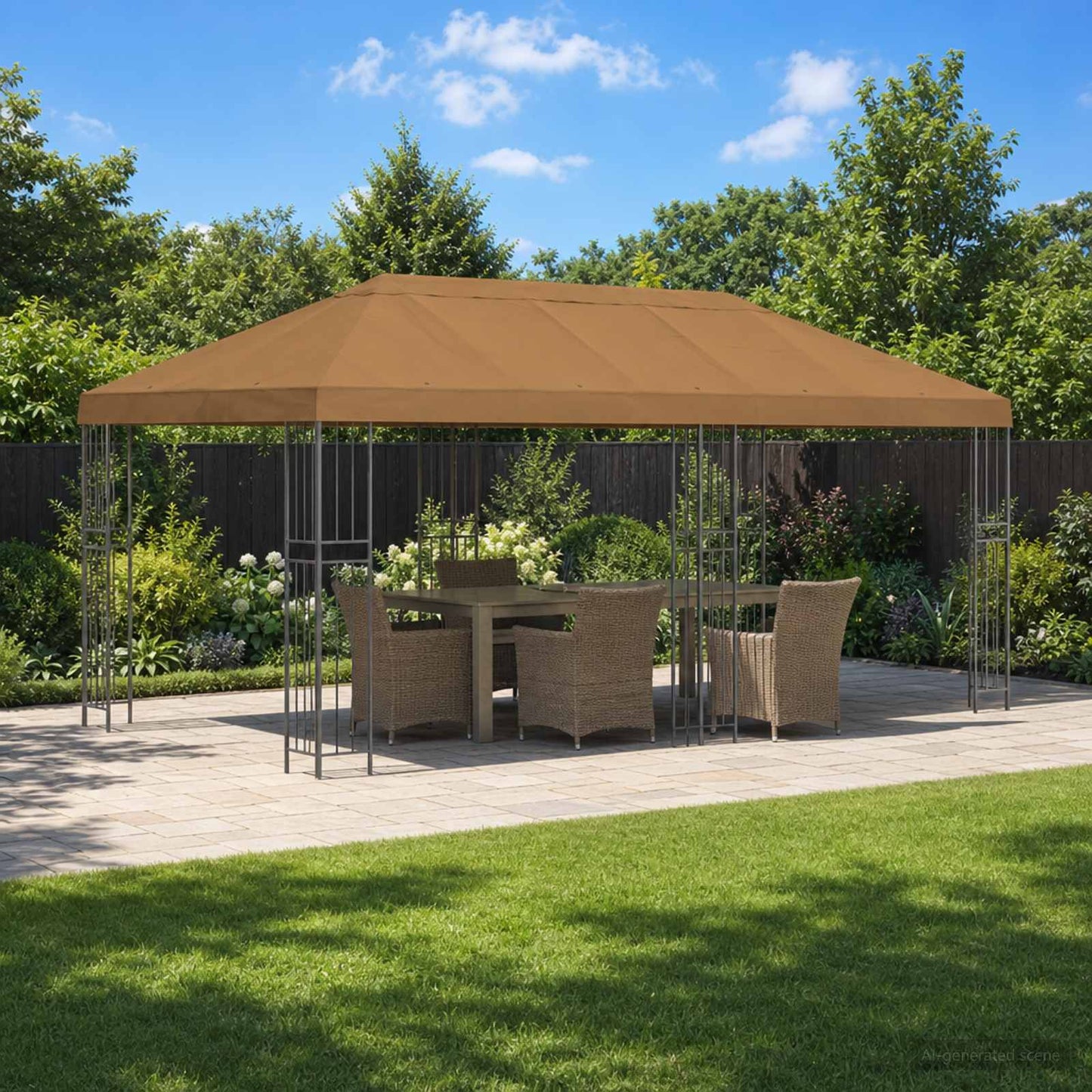 6 x 3 m Beige Polyester and Steel 190