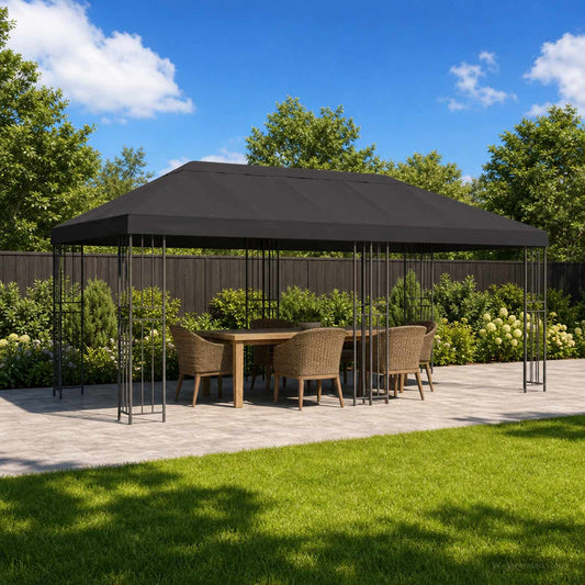 Garden Gazebo 6 x 3 m Anthracite Polyester and Steel 190 gsm