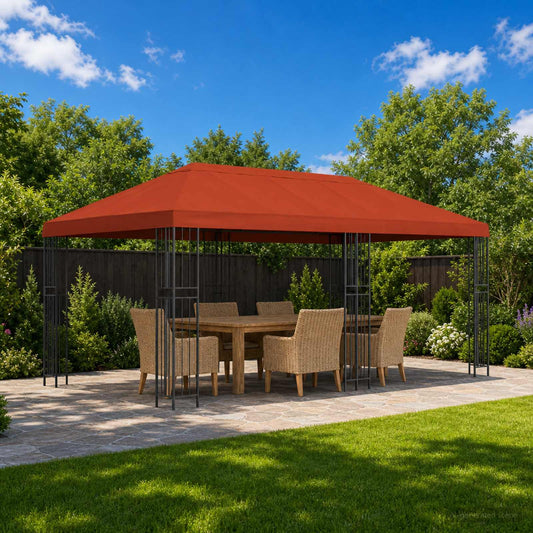 Garden Gazebo 6 x 3 m Terracotta Polyester and Steel 190 gsm