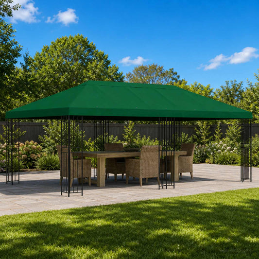 Garden Gazebo 6 x 3 m Green Polyester and Steel 190 gsm