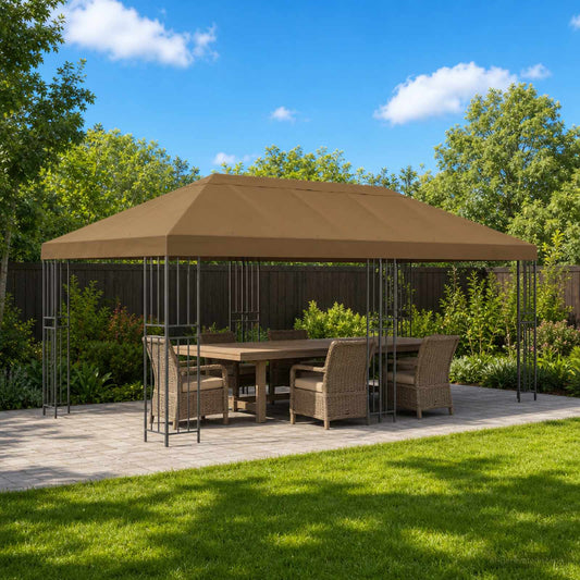 Garden Gazebo 6 x 3 m Taupe Polyester and Steel 190 gsm