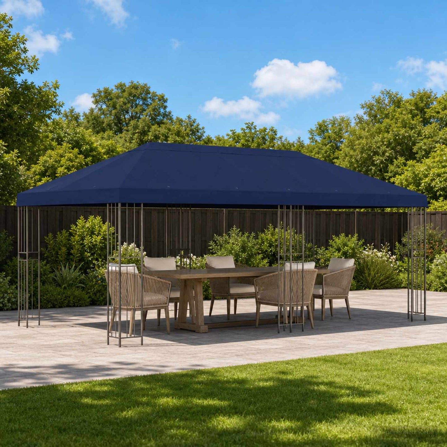 6 x 3 m Blue Polyester and Steel 190