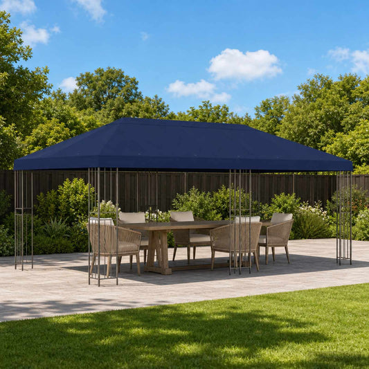 Garden Gazebo 6 x 3 m Blue Polyester and Steel 190 gsm