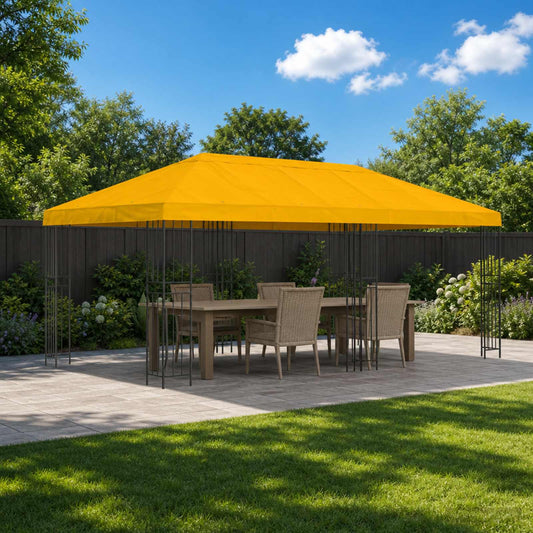 Garden Gazebo 6 x 3 m Yellow Polyester and Steel 190 gsm