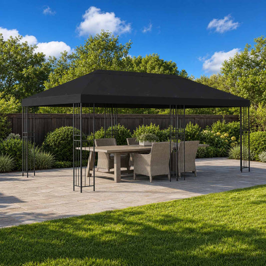 Garden Gazebo 6 x 3 m Black Polyester and Steel 190 gsm