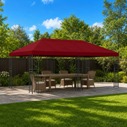 Garden Gazebo 6 x 3 m Burgundy Polyester and Steel 190 gsm