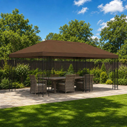 Garden Gazebo 6 x 3 m Brown Polyester and Steel 190 gsm