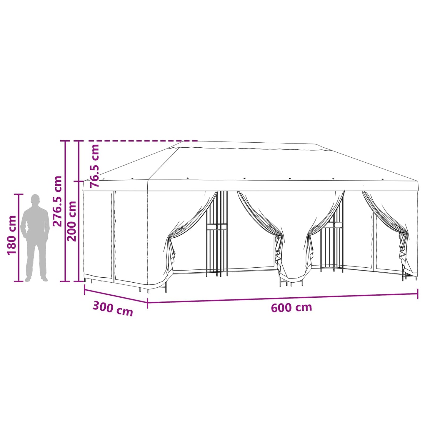 6 x 3 m Beige Polyester and Steel 190 gsm