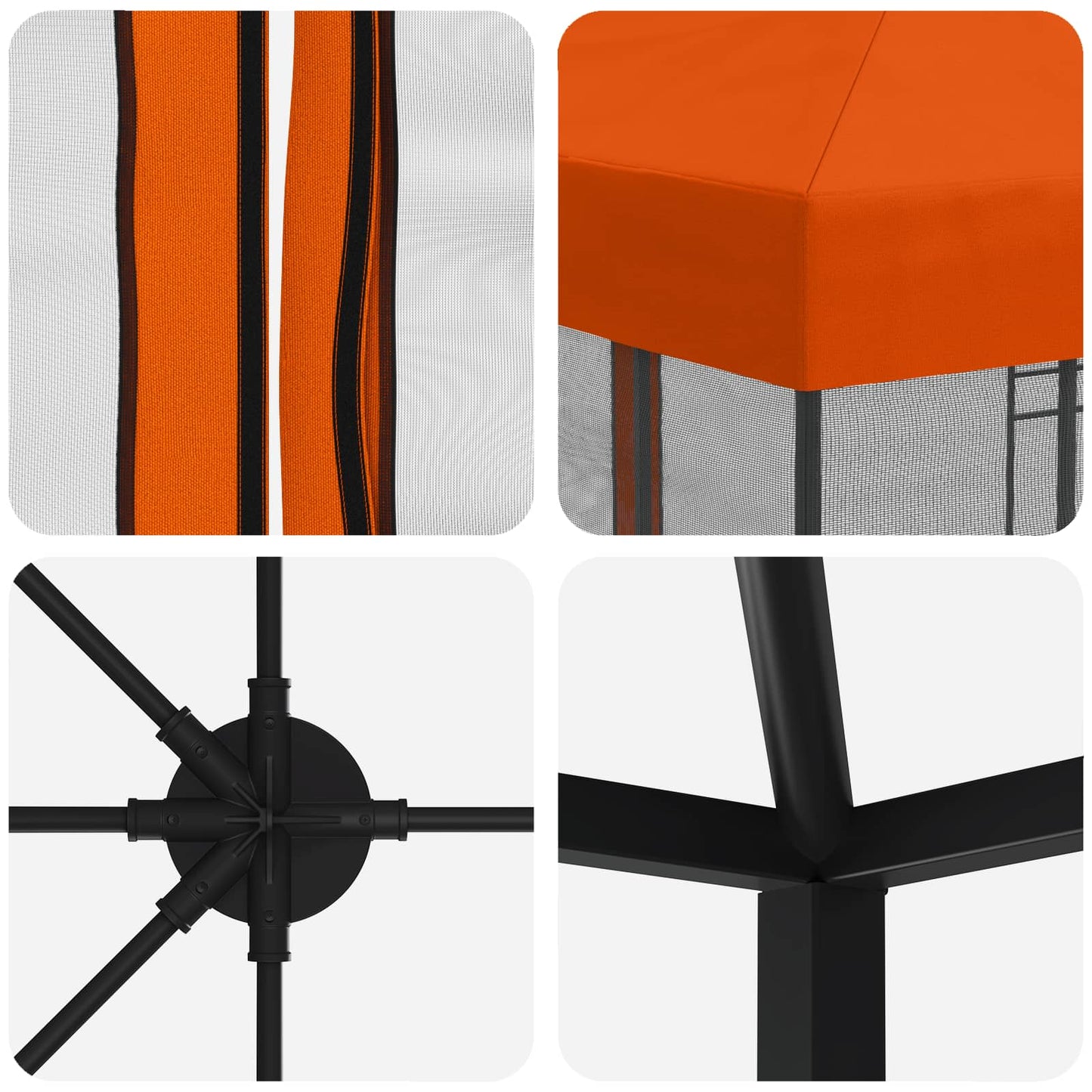6 x 3 m Orange Polyester and Steel 190 gsm