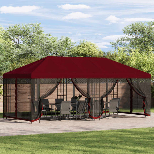 6 x 3 m Burgundy Polyester and Steel 190 gsm