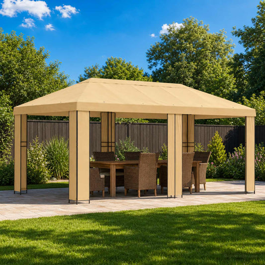 Garden Gazebo 6 x 3 m Cream Polyester and Steel 190 gsm