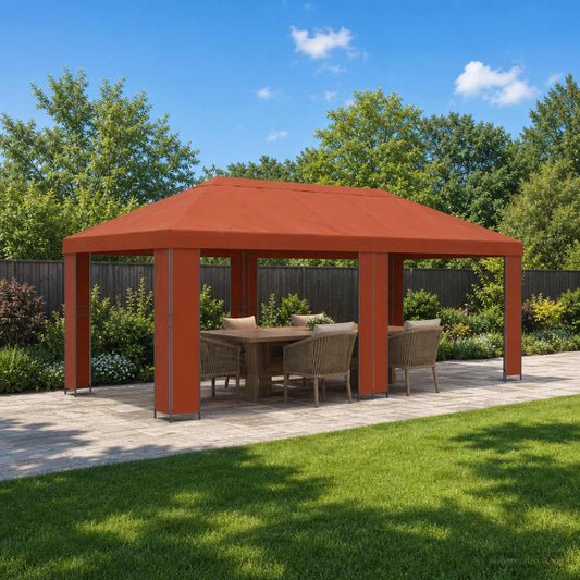 Garden Gazebo 6 x 3 m Terracotta Polyester and Steel 190 gsm