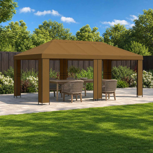 Garden Gazebo 6 x 3 m Taupe Polyester and Steel 190 gsm