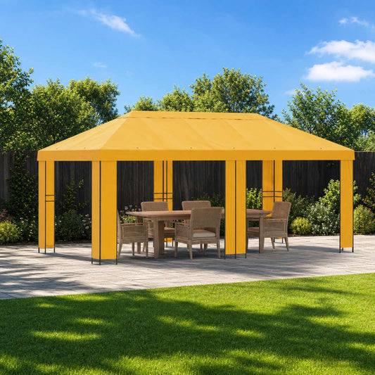 Garden Gazebo 6 x 3 m Yellow Polyester and Steel 190 gsm