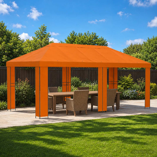 Garden Gazebo 6 x 3 m Orange Polyester and Steel 190 gsm