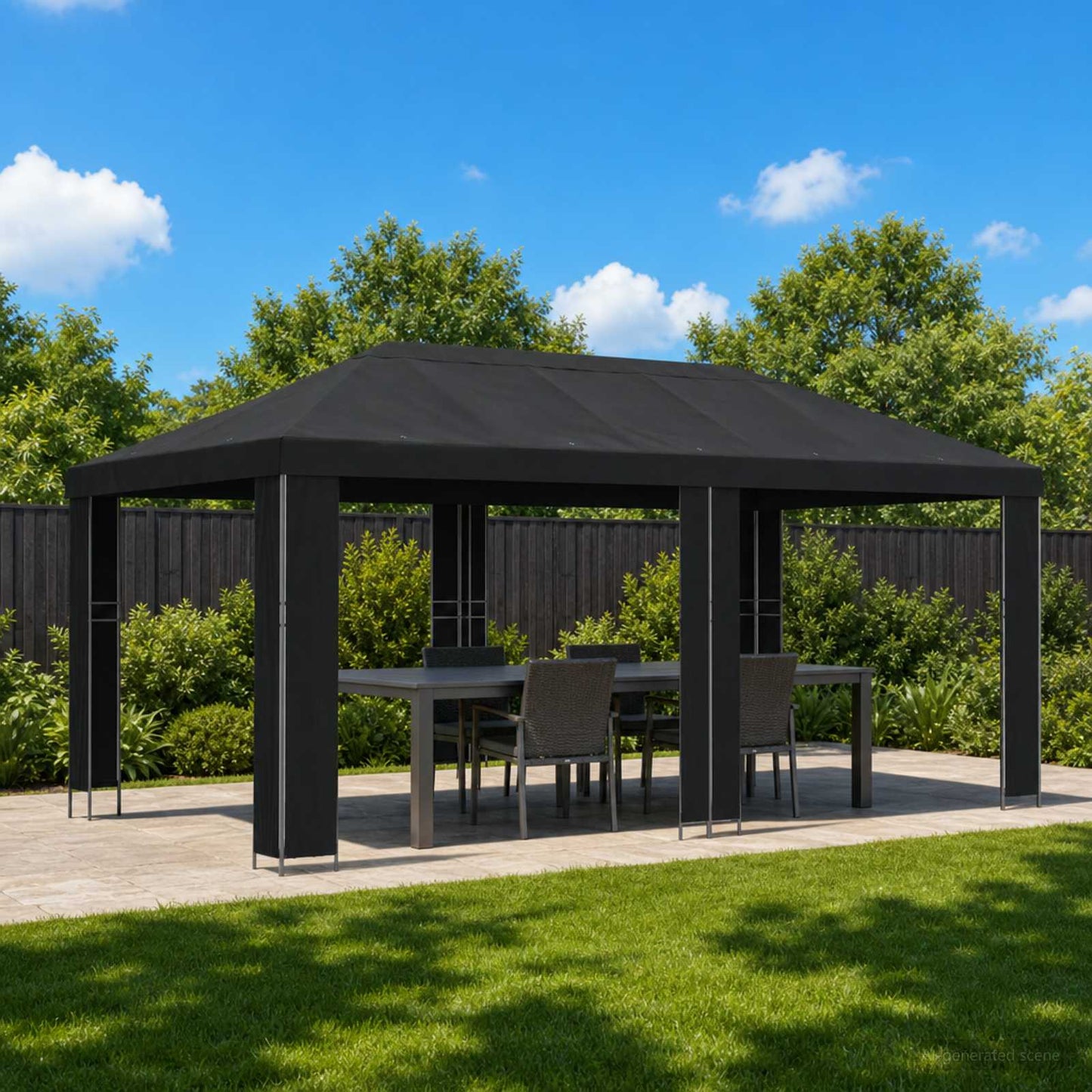 Garden Gazebo 6 x 3 m Black Polyester and Steel 190