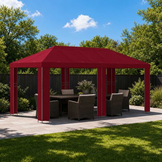 Garden Gazebo 6 x 3 m Burgundy Polyester and Steel 190 gsm