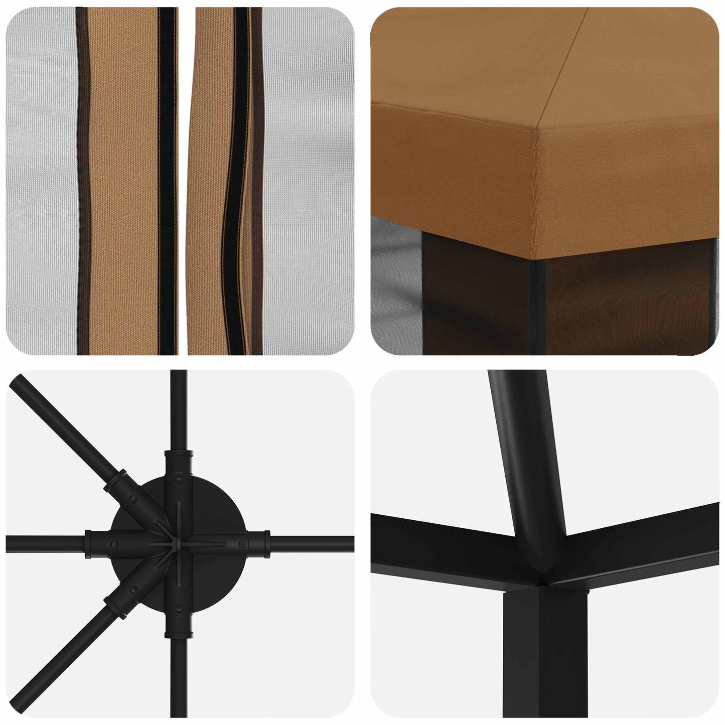 6 x 3 m Beige Polyester and Steel 190