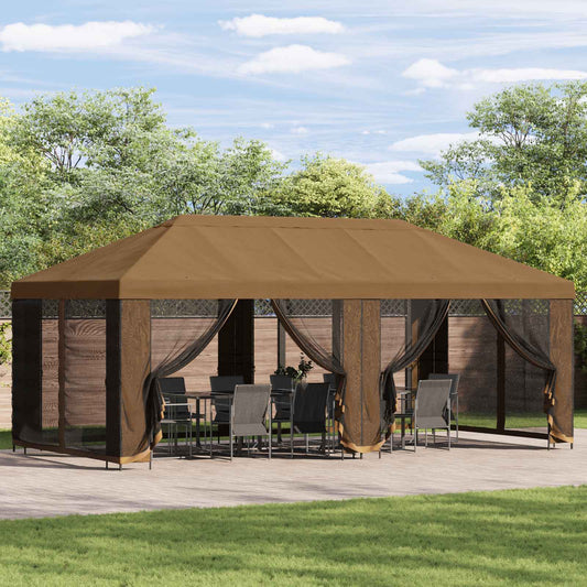 Garden Gazebo with Sidewalls 6 x 3 m Beige Polyester and Steel