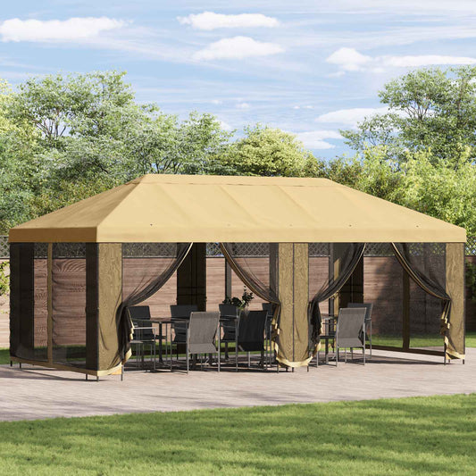 Garden Gazebo with Sidewalls 6 x 3 m Cream Polyester and Steel