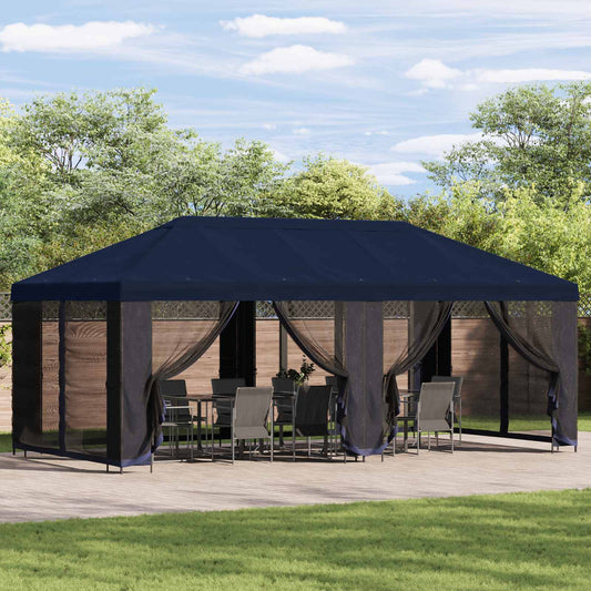 Garden Gazebo with Sidewalls 6 x 3 m Blue Polyester and Steel