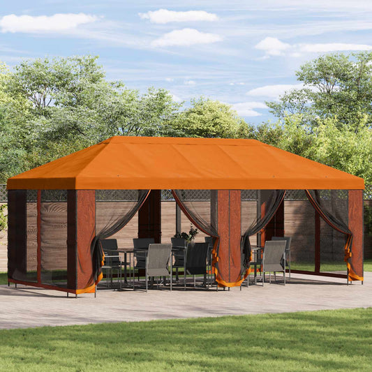 Garden Gazebo with Sidewalls 6 x 3 m Orange Polyester and Steel