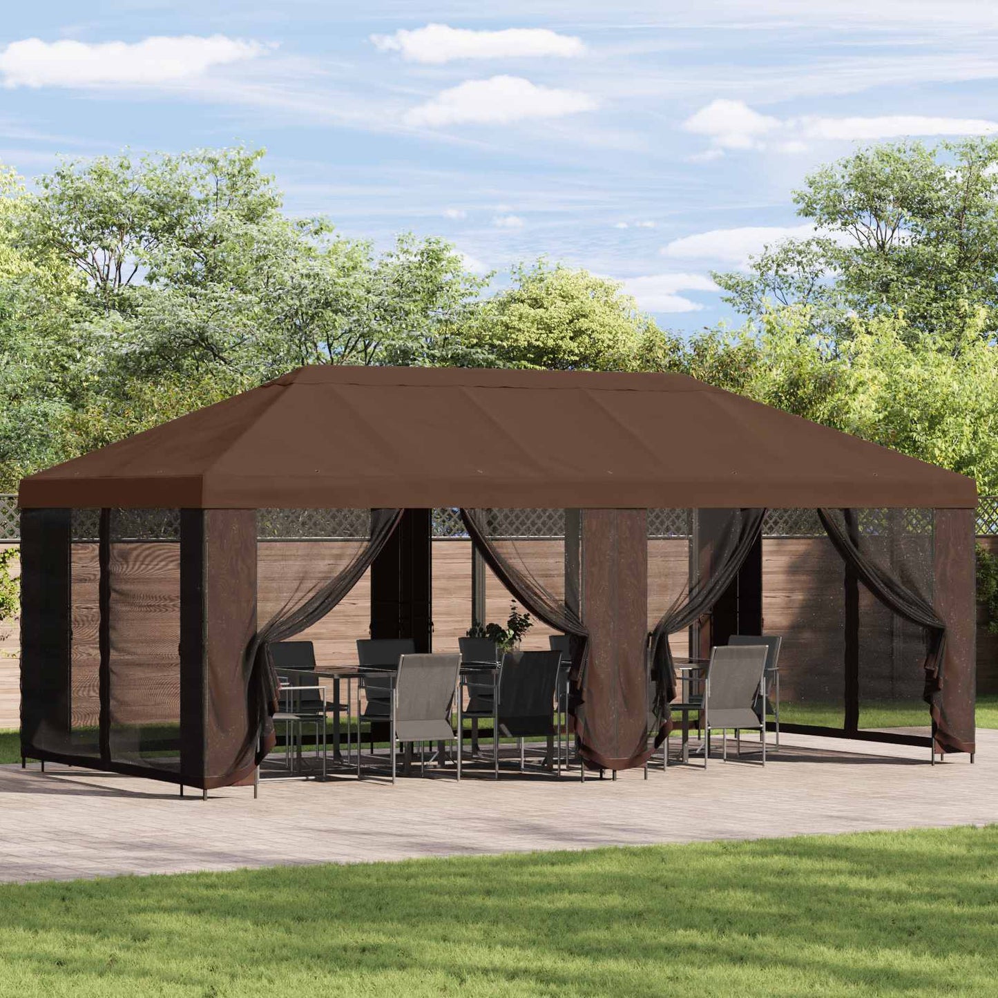 6 x 3 m Brown Polyester and Steel 190
