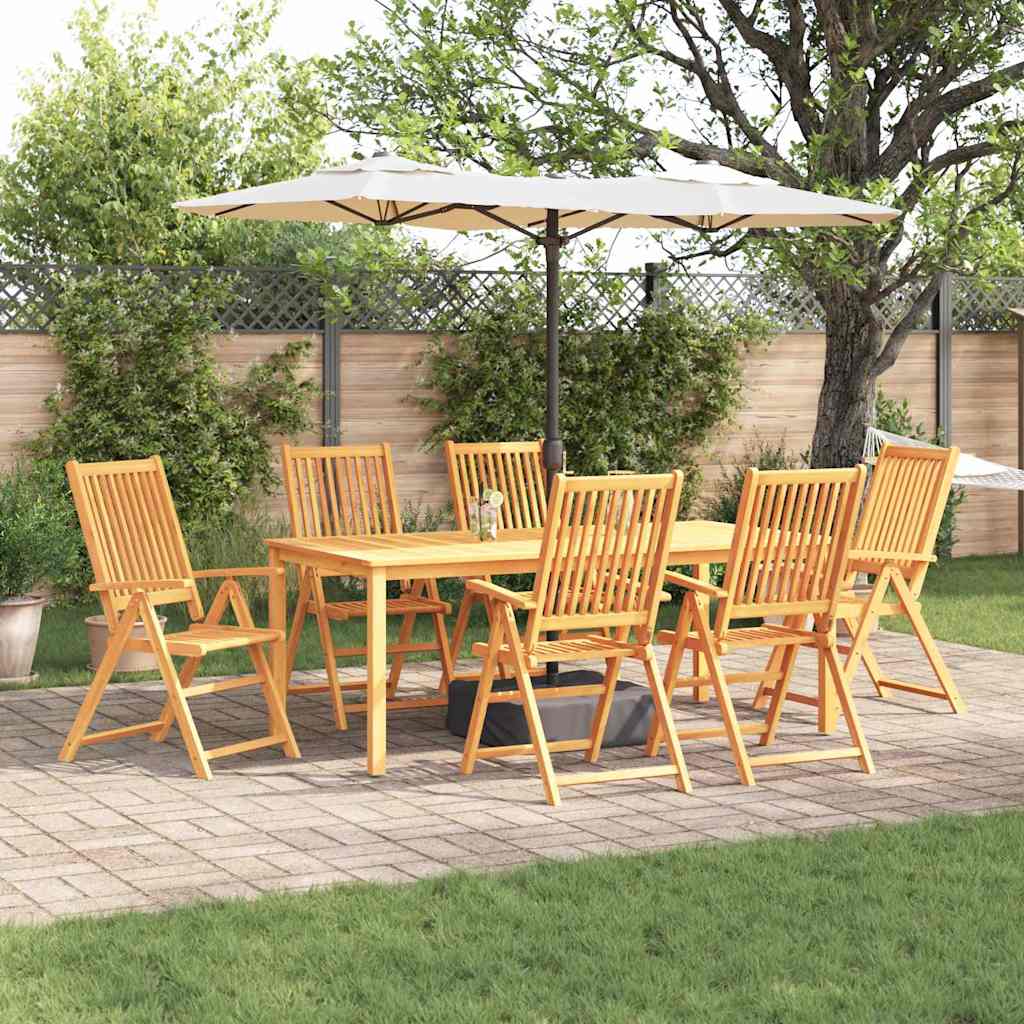 Garden Dining Set Folding 7 pcs Brown Solid Acacia Wood