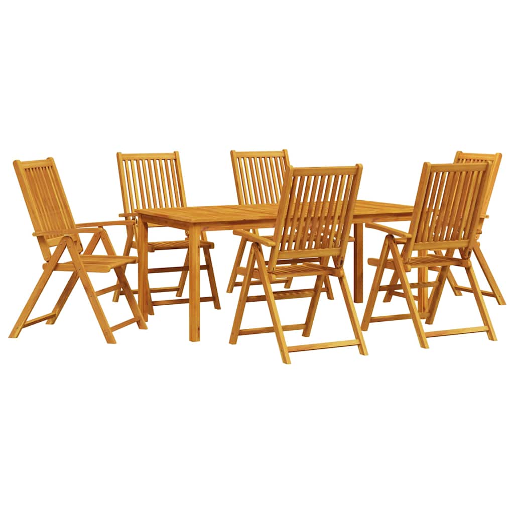Garden Dining Set Folding 7 pcs Brown Solid Acacia Wood