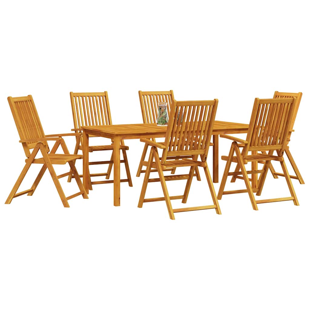 Garden Dining Set Folding 7 pcs Brown Solid Acacia Wood
