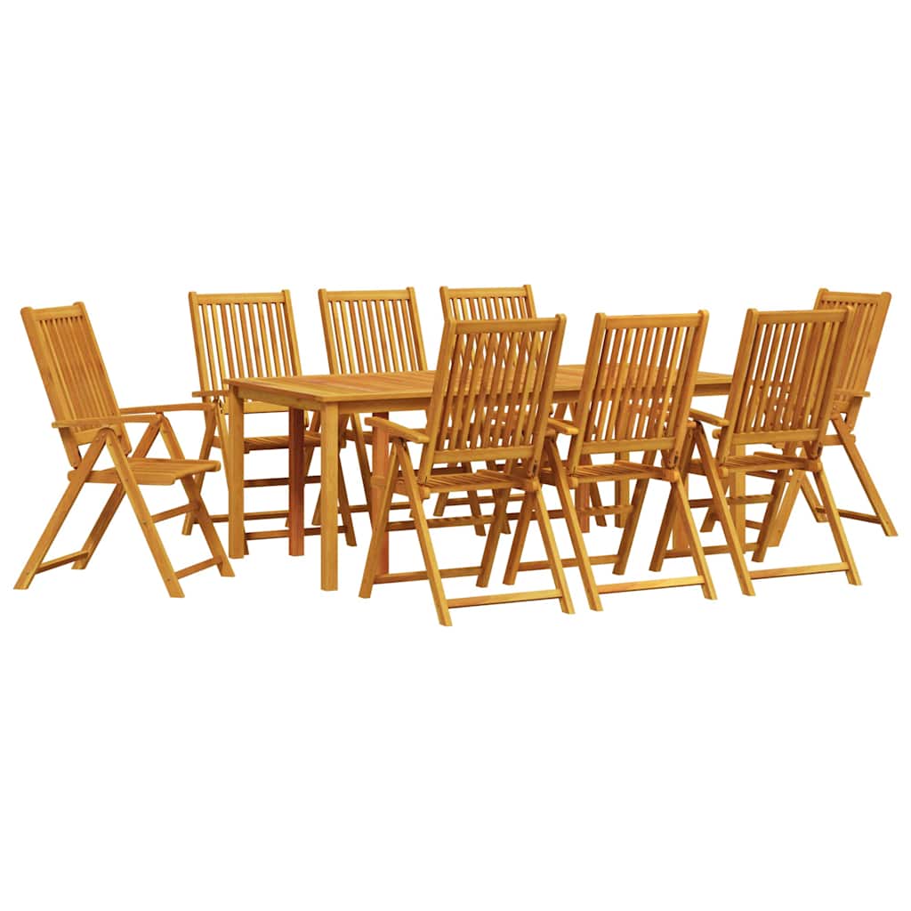 Garden Dining Set Folding 9 pcs Brown Solid Acacia Wood