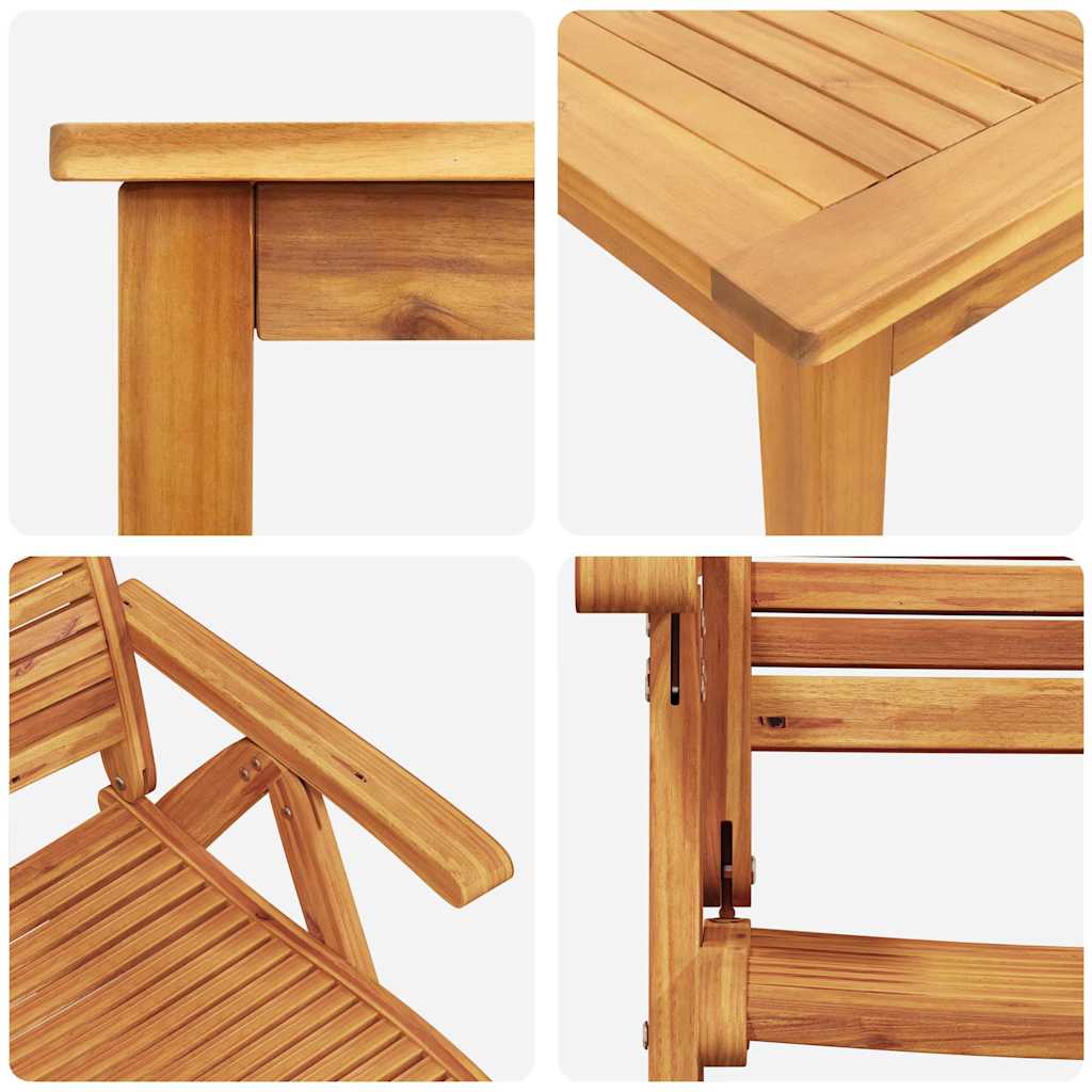 Garden Dining Set Folding 3 pcs Brown Solid Acacia Wood