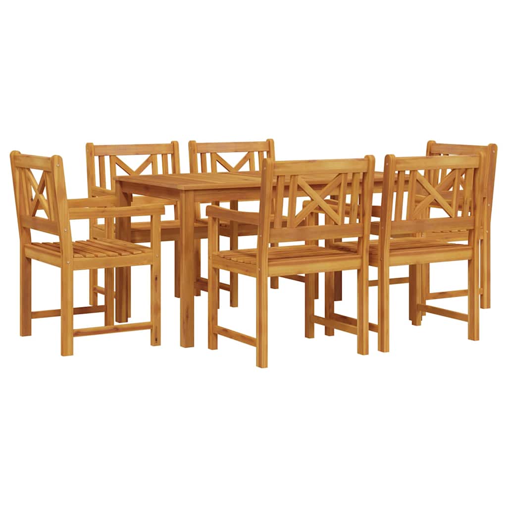 Garden Dining Set 7 pcs Brown Solid Acacia Wood