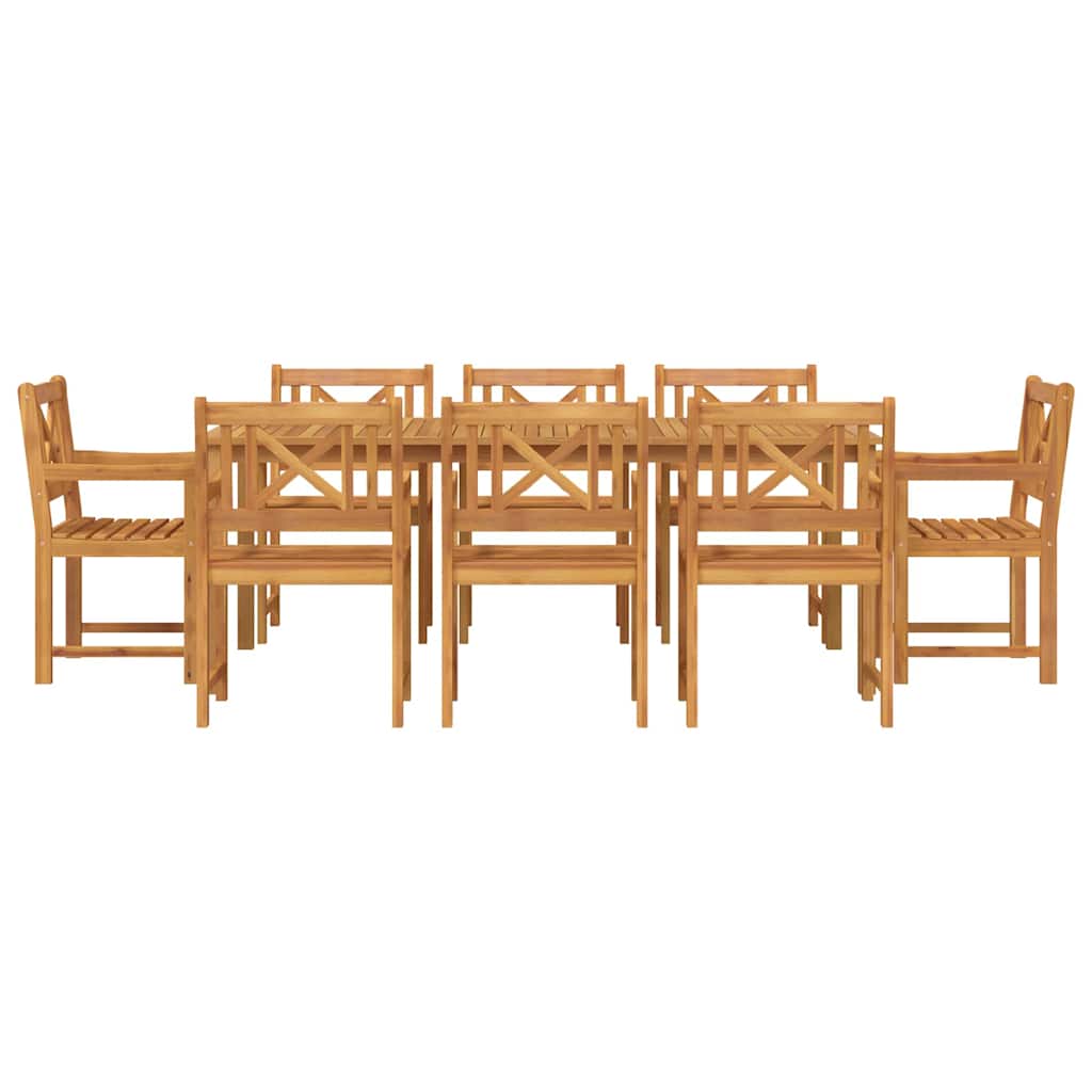 Garden Dining Set 9 pcs Brown Solid Acacia Wood